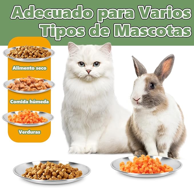 6-Pack Stainless Steel Cat Food Bowls – Shallow Whisker-Friendly Non-Slip Silicone Base,Easy to Clean Indoor Feeding Dishes(6.7")