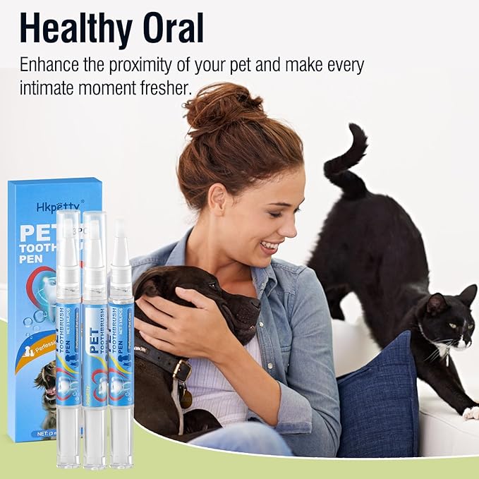3PCS Pet Toothbrush Pen,Teeth Brightening Pen for Dog-Pet Dog/Cat Teeth Cleaning Pen for Dental Care,Dogs Cats Natural Plants Tartar Remover Tool