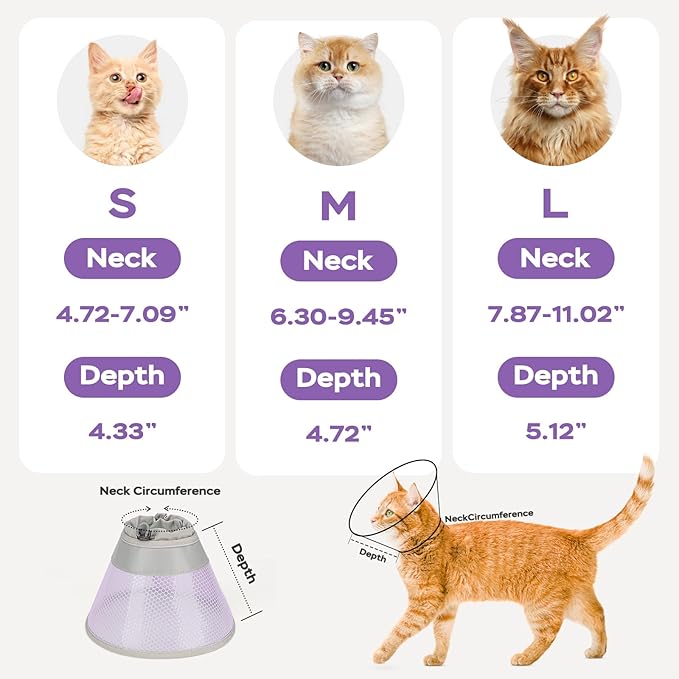 Cat Cone Collar Soft to Stop Licking After Surgery, Waterproof Lightweight Recovery Collar for Cats and Small Dogs, Elizabeth Plastic Cone Alternative, Neck Pillow to Prevent Scratches