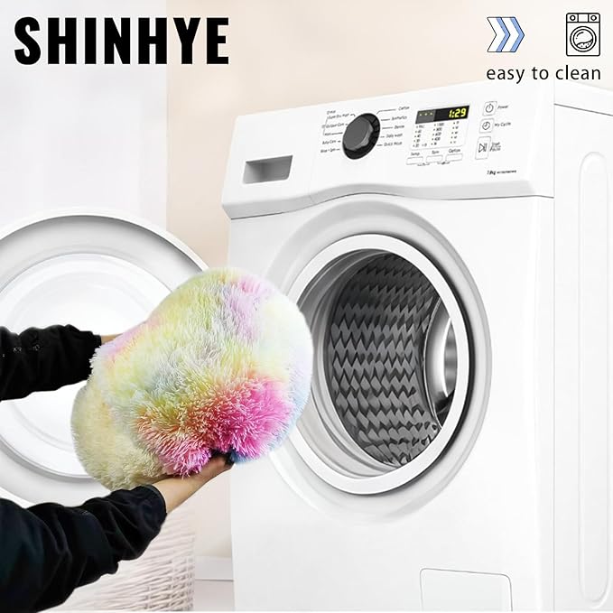 ShinHye Cat Bed Round Plush Fluffy Hooded Cat Bed Cave, Cozy for Indoor Cats or Small Dog beds, Soothing Pet Beds Doughnut Calm Anti-nxiety Dog Bed - Waterproof Bottom Washable (23×23inch, Multicolor)