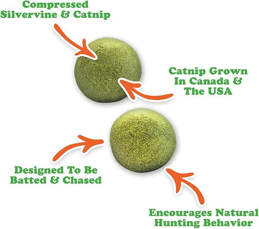 Meowijuana Compressed Catnip Ball Refill - 2 Pack | Purrple Passion | Interactive Cat Toy Refill | Potent Hand Harvested Catnip Grown in North America