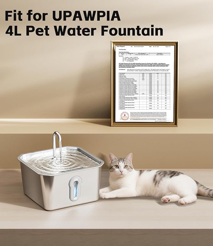 Cat Water Fountain Filter Replacement 32 Packs for UPAWPIA 4L Pet Water Foutain 16 Filters & 16 Sponges Water Filter for Cat Fountain