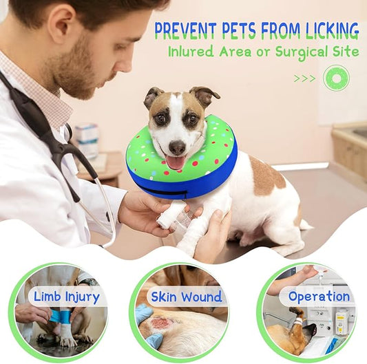 Supet Inflatable Dog Cone Collar Alternative After Surgery, Dog Neck Donut Collar Recovery E Collar, Soft Pet Cone for Small Medium Large Dogs