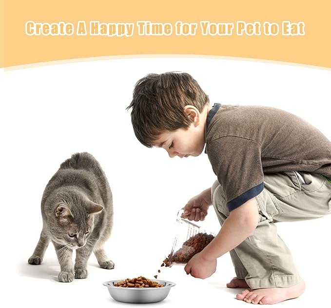 12 PCS Stainless Steel Cat Bowl - Shallow Wide Flat Cats Food Bowls,Metal Kitten Dishes Whisker Friendly Fatigue Relief,Replacement Basic Kitty Plates for Elevated Stand,Dishwasher Safe…
