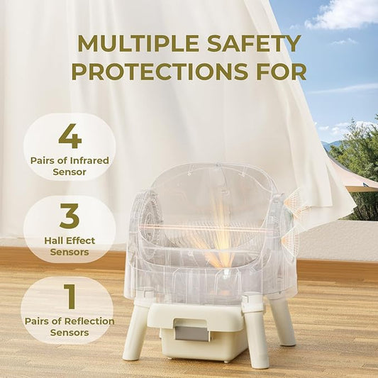 Automatic Litter Box, Self Cleaning Litter Box with Open Top Design, Integrated Safety Protection, Included Mat and Liner, Brown