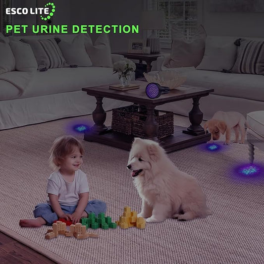 ESCO LITE UV Flashlights Black Light for Pet Urine Detection 51 LED Blacklight Flashlight for Dog Cat Stains, UV Light Flashlight for Resin, Carpet, Hotel, Bathroom with Battery