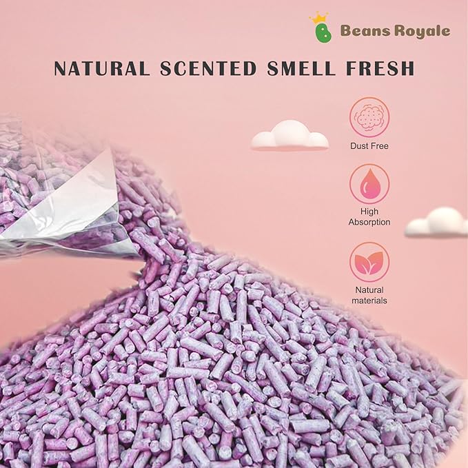 2pcs Pack (6L x 2) Tofu Cat Litter, Clumping Kitty Litter, Flushable,Pea Fiber,Dust Free, Odor Control, Low Tracking, Lightweight (Lavender 3mm)