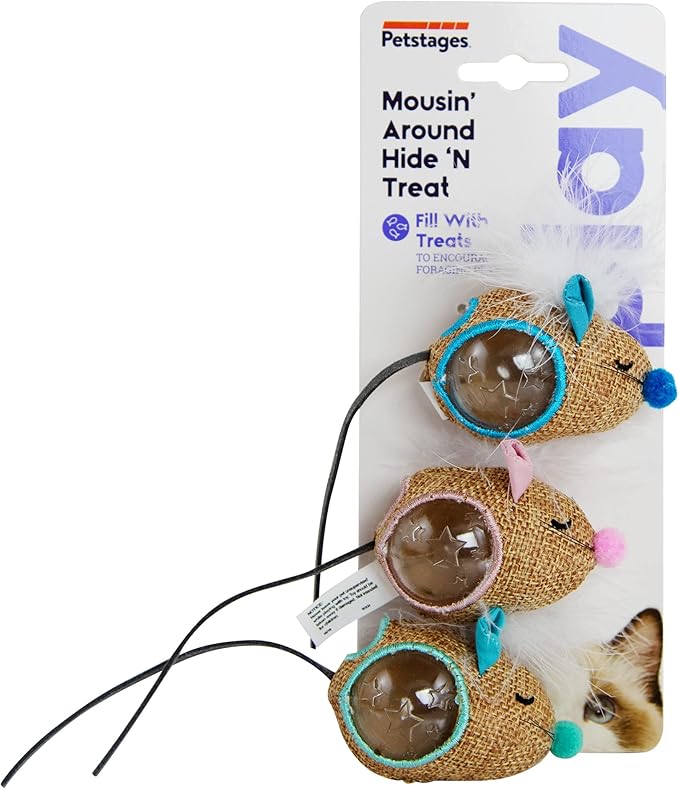 Catstages Mousin' Around Hide 'N Treat Cat Toy, 3 Pack Treat-Dispenser Toys, Multicolored