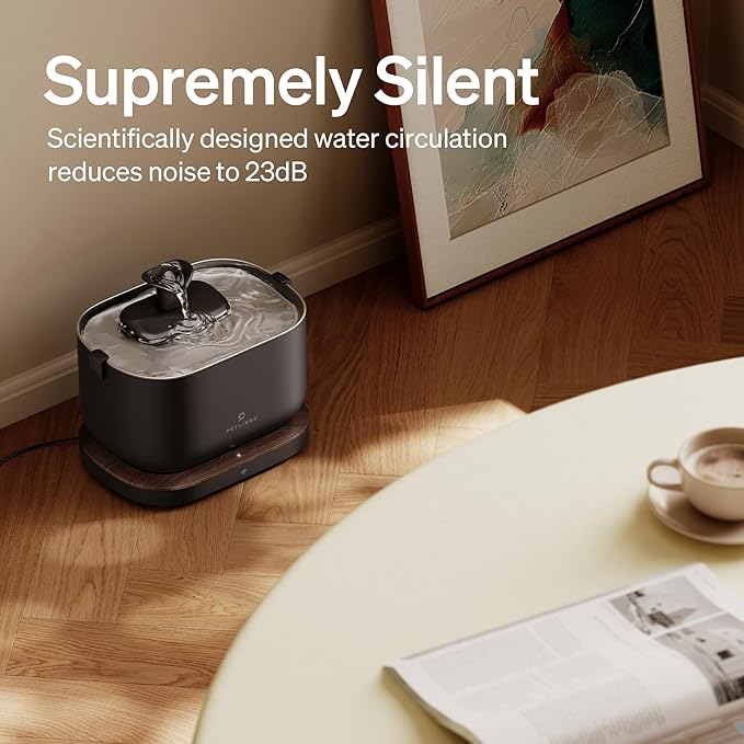 Bundle of PETLIBRO App Monitoring Cat Water Fountain with Wireless Pump, 2.5L/84oz Dockstream Pet Water Fountain for Cats Inside + 4 Packs Replacement Filters