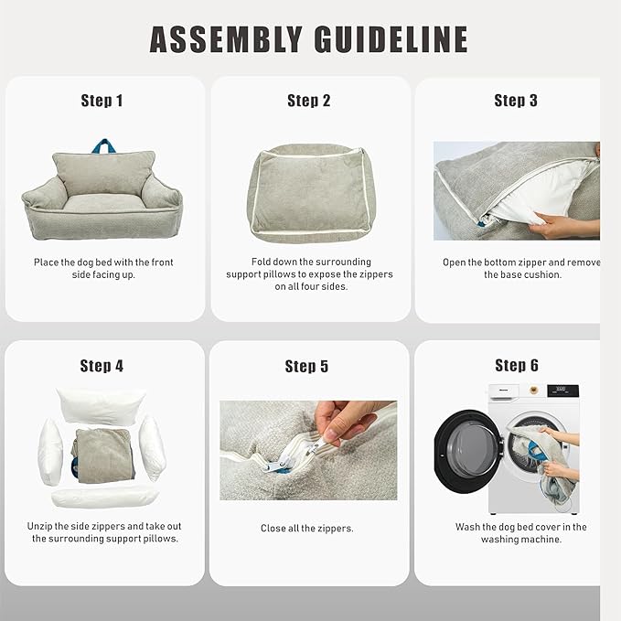 Orthopedic Dog Bed for Small Dogs - Washable Pet Bed with Removable Side Bolsters, Non-Slip Durable, Plush Cat Sofa for Comfort - Soft Supportive Small Dog Sofa (Orange)