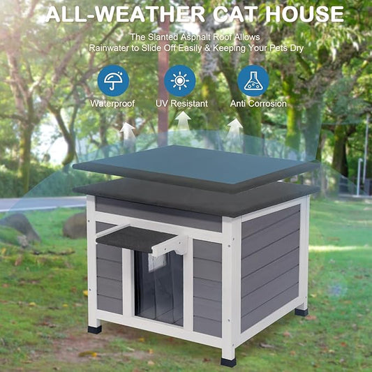 Outdoor Cat House Feral Cat Enclosure Cat House Weatherproof for Winter Outdoor Cats