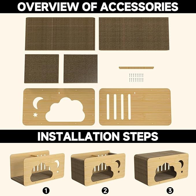 Cat Scratcher House,2 in 1 Cardboard Cat House Durable and Sturdy Cat Scratching Post Cat Scratching Board Cat Scratchers for pet to Scratch, Rest and Play, Easy to Assemble