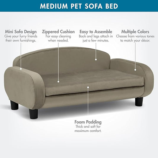 Paws & Purrs Multi-Cat Sofa Elevated Pet Bed for Indoor Cats Raised Cats Couch with Removable Washable Mattress Cover for Kittens, Dogs - 35.5" Wide, Ash