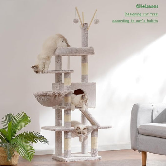 Cat Tree, Multi-Level Cat Tower for Indoor Cats, Cat Condo with Cat Scratching Post and Board, Cat Hammock, Muchroom GCT011MU