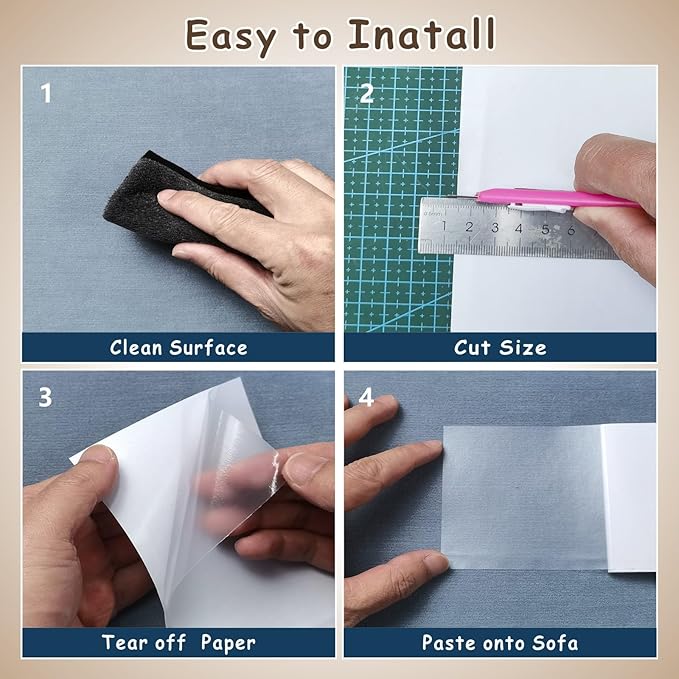 Cat Scratch Furniture Protector 12-Pack – Clear Self-Adhesive Couch Guards – Anti-Scratch Deterrent for Sofa and Upholstery,Matte Datte Design(12p)