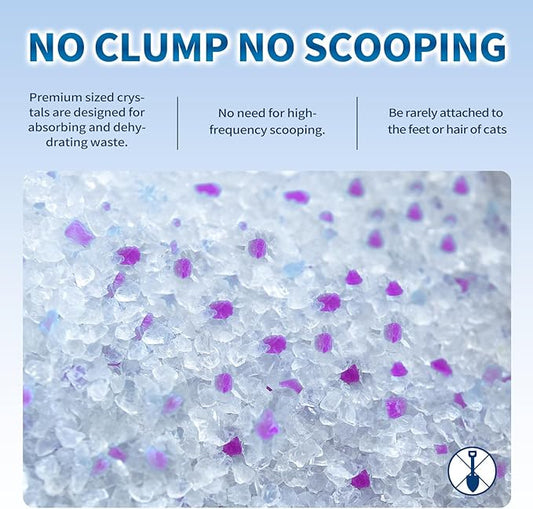Made4Pets Cat Litter Crystals, Non Clumping Cat Litter Odor Control Kitty Litter Non Clumping No scooping Low Dust, Low Tracking, Lightweight, Dehydrates Waste, Lavender – 25.8 lbs (6 x 4.3 lb Packs)