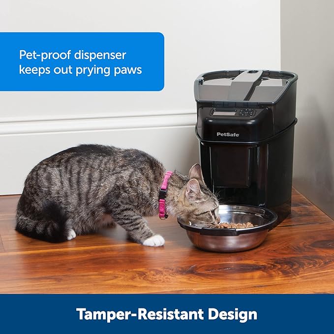 PetSafe Automatic Cat Feeder - Healthy Pet Simply Feed - Automatic Pet Feeder for Cats & Dogs - Timed Pet Feeder with Programmable Portion Control - Holds 24 Cups of Dry or Semi-Moist Dog or Cat Food