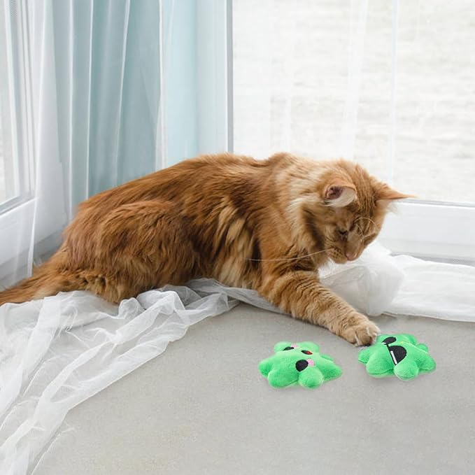6pcs St. Patrick's Day Shamrock Catnip Toy,Indoor Shamrock Shaped Cat Toy Plush Interactive Chew Bite Toys for Cat Kitten Indoor Festive Holiday Cat Lover Gift
