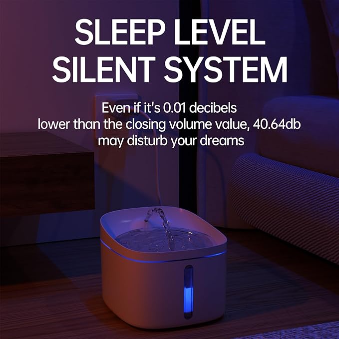 DOGNESS D01B Pet Fountain Cat Water Dispenser Healthy and Hygienic Drinking Fountain 2.2L Automatic Electric Water Bowl for Dogs, Cats, Birds and Small Animals White