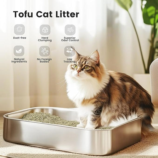 Gardner Pet Natural Tofu Cat Litter, Cat Litter with Green Tea Extract – Dust-Free, Fast Clumping, Flushable, and Odor Control for Multi-Cat Homes, 6lbs x 6 Pack