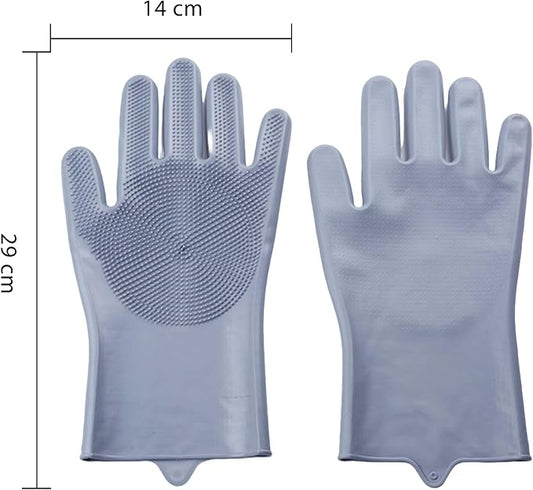 Pet Grooming Gloves,Heat-Resistant Silicone Gloves with High-Density Teeth for Enhanced Massaging and Bathing of Dogs and Cats (Gray, 2 Pair)