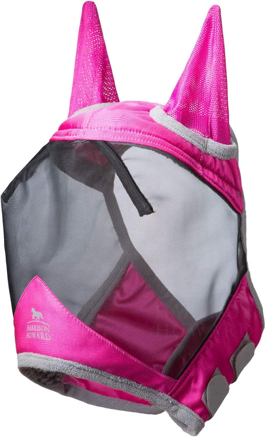 Harrison Howard CareMaster Pro Luminous Fine Mesh UV-proof Fleece Padding Fly Mask Half Face Flamingo (L; Full Size)