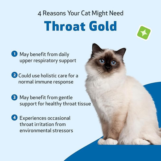 Pet Wellbeing Throat Gold for Cats - Supports Throat Comfort, Upper Respiratory Health, Occasional Throat Hoarseness, Slippery Elm, Mullein - Veterinarian-Formulated Herbal Supplement 2 oz (59 ml)