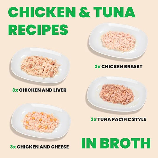 almo nature Wet Cat Food HQS Natural Rotational Diet Fish Selection & Chicken Drumstick - Variety Pack, Grain Free, Additive Free, Highly Digestible, Preservative Free 2.47-oz, 12 Pack