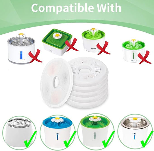 12 Pack Cat Water Fountain Replacement Filters Fit for 3L Flower Water Dispenser Automatic Pet Dog Cat Fountain Filter