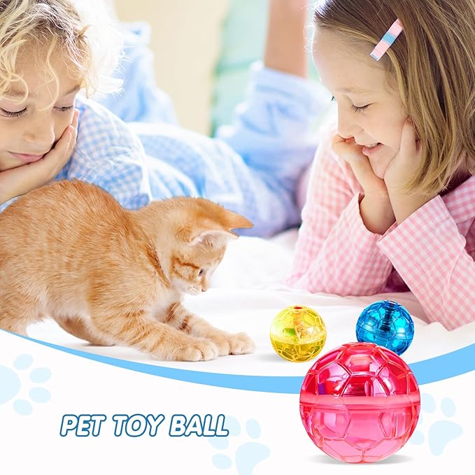 Sratte 6 Pieces Ghost Hunting Cat Ball Activated Cat Toy Motion LED Light Pet Balls Motion Dog Interactive Toys Pet Glowing Mini Running Exercise Supplies for Animals Activity(Colorful)