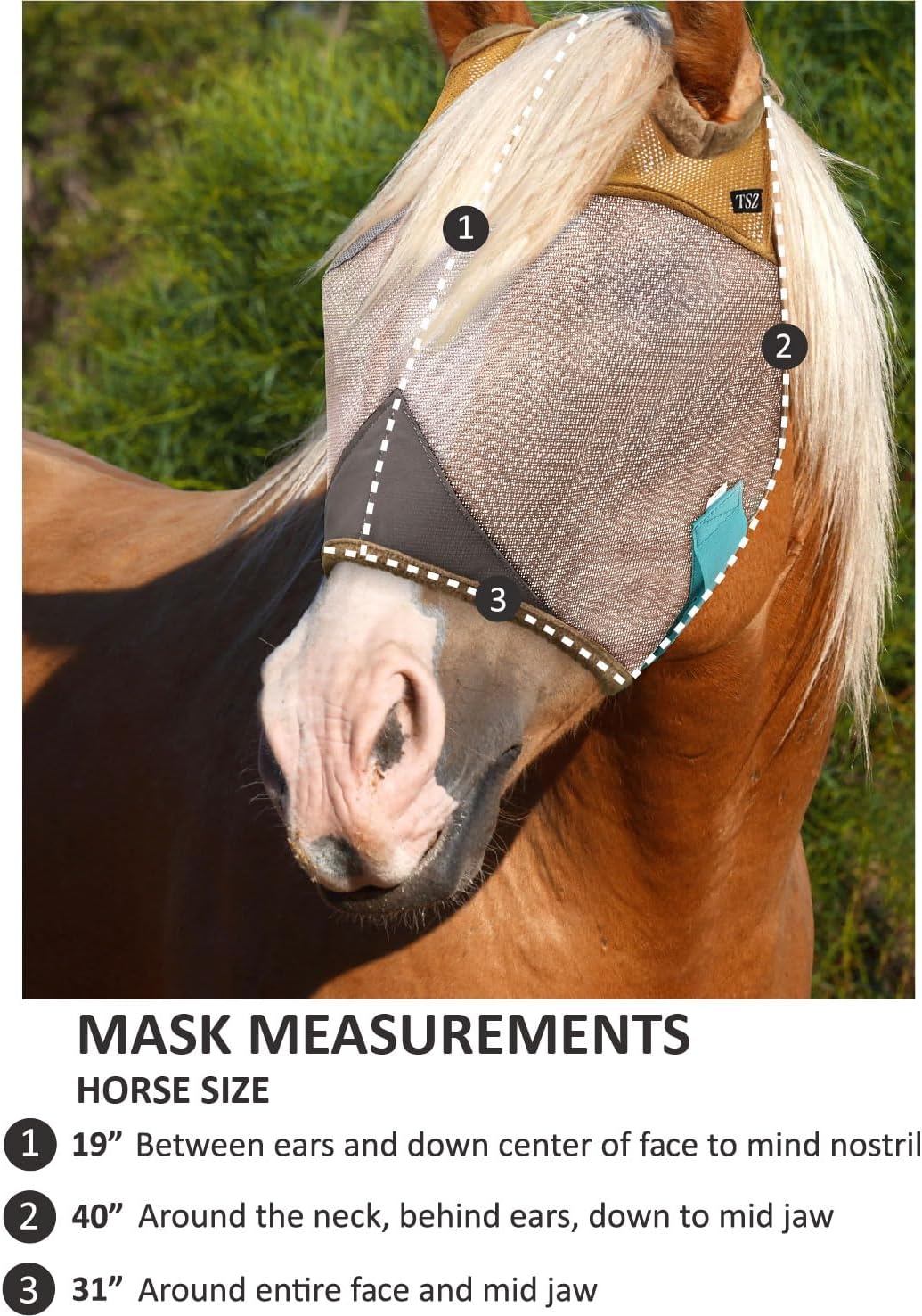 Fly Masks for Horses, 70% Uv-Block, Breathable Fly Mask for Equines, Durable, Comfortable Fit for All-Day Protection, Horse Size (Horse Fly Mask, Standard)