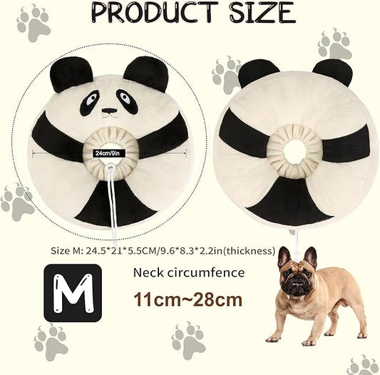 Adjustable Cat Collar Soft to Stop Licking After Surgery for Kitten, Alternative to Cone of Shame, Donut Cone for Cats, Pet Elizabethan Collar (Panda, Medium)