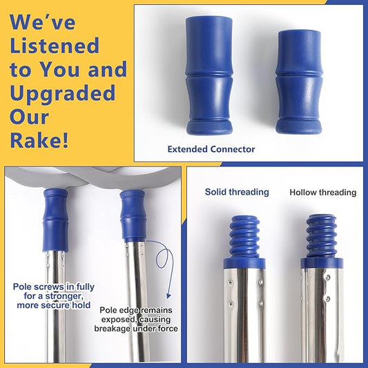 12”Wide Large Metal Carpet Rake Pet Hair Removal Broom, 54" Thicker Handle Low Pile Carpet Brush, Dog Cat Pet Hair Remover, Embedded Fur Pro Clean Removal Tool, Rug Couch Stair Scraper