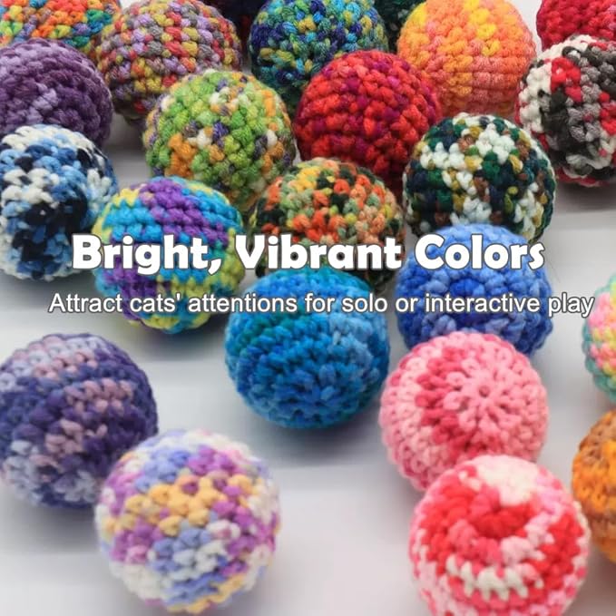 Jingle Cat Toy Balls 6 Pack 1.77" Woolen Yarn with Bell - Indoor Kitten Toys for Safe Chew & Play, Includes Gift Box