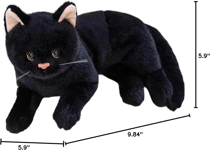 Cute cat Plush Toys, pet Animal Stuffed Toys, Children's Gifts, (Black)