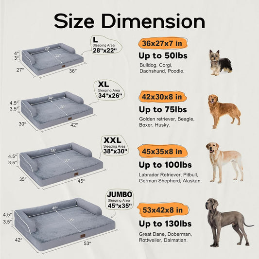 Extra Large Dog Bed Orthopedic Waterproof: Memory Foam Dog Bed for XL XLarge Extra Big Dogs - Couch Sofa - Washable with Removable Cover
