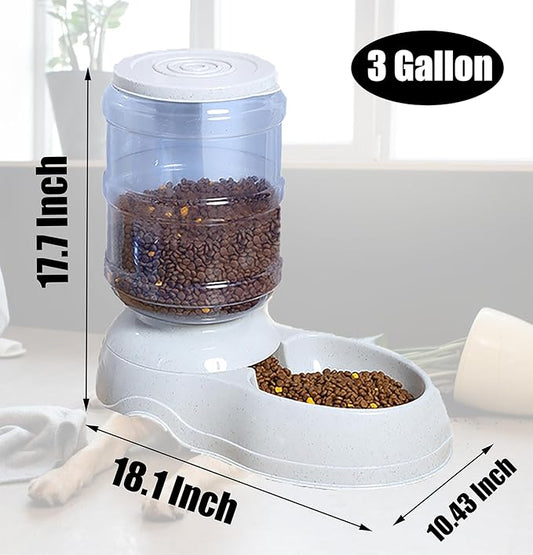 Automatic Dog Feeders for Large Dogs,Gravity Dog Food Dispenser,Automatic Cat Feeder Food Dispenser,Pet Feeder Station Travel Supply Feeder for Large Dog, Gray