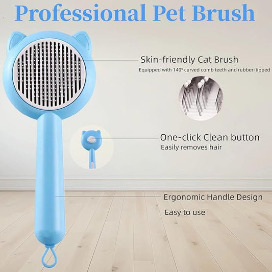 Cat Brush for Shedding,Pet Grooming Tool for Dogs,Cat Hair Brush with Self Cleaning Button for Deshedding, Easy to Removes Loose Fur