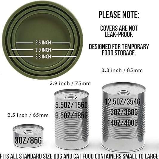 OHMO 2 Pack Dog Food Can Lids, (3, 12, 14oz etc.) Universal Size BPA Free Silicone Covers for Cat and Pet Food, Camo Green