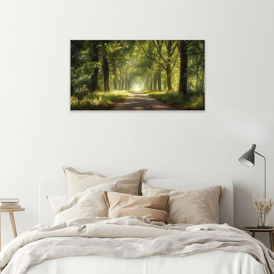 Large Forest Tree Wall Art Canvas Living Room Nature Green Pictures Framed Prints Oversize Wall Decor Landscape Painting for Bedroom Dining Office Home 60"x30"