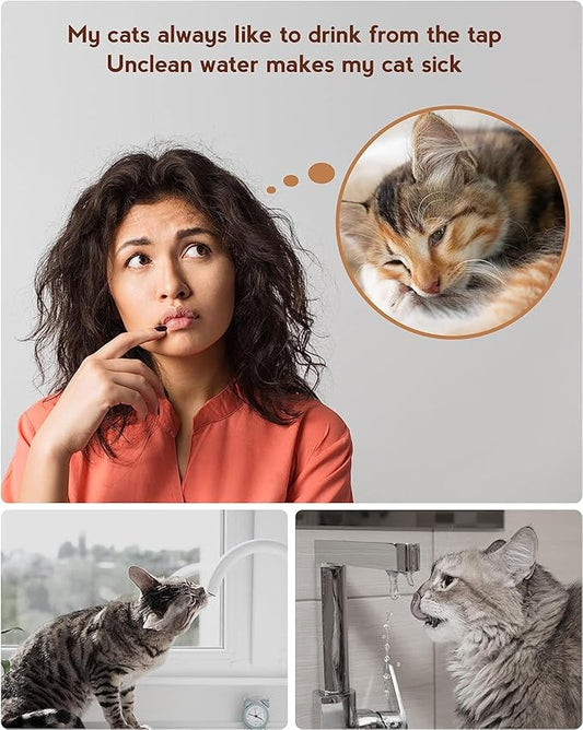 Cat Water Fountain, 3.2L/108oz Stainless Steel Pet Water Fountain for Cats/Dogs Indoor, Dog Drinking Dispenser Metal Kitty Spout with 6 Replacement Filters