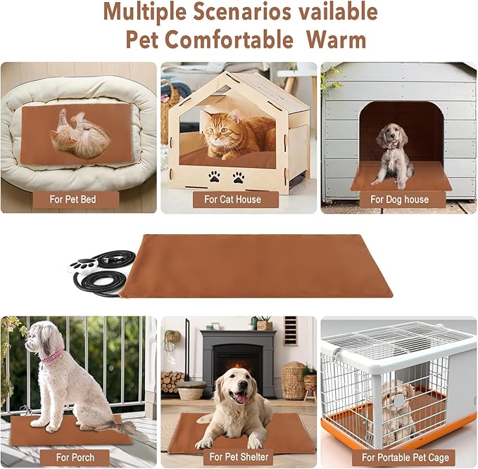 On/Off Switch Electric Pet Heating Pad with Chew Resistant Cord and 2PCS Machine Washable Cover,Indoor Heated Pet Bed Warmer,for Cat Beds and Dog Beds (Medium)