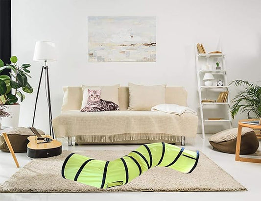 iCAGY Cat Tunnel for Indoor Cats Interactive, Rabbit Tunnel Toys, Pet Toys Play Tunnels for Cats Kittens Rabbits Puppies Crinkle Pop Up Yellow 47" Shape S