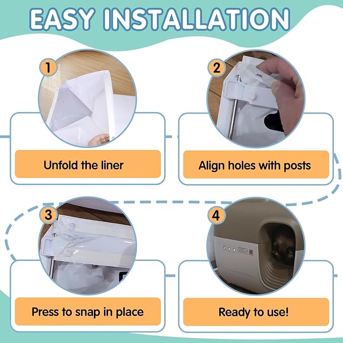 100Pcs Cat Litter Box Liners for PetSnowy SNOW+ Automatic Cat Litter Box, Tear & Leak Resistant Self-Sealing Waste Drawer Liner Bags