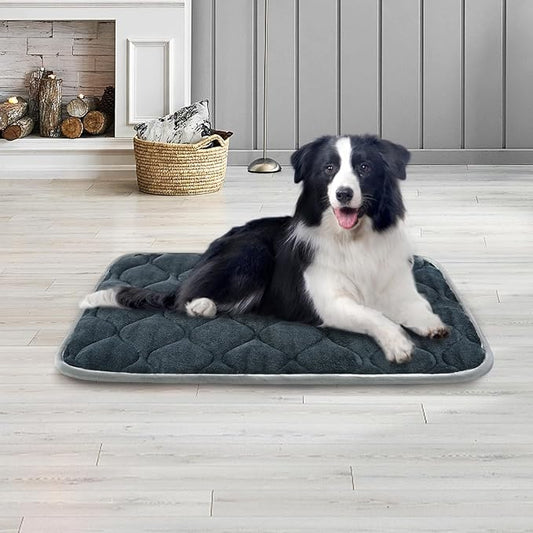 furrybaby Dog Bed Mat Flat Crate Mat with Anti-Slip Bottom Machine Washable Pet Kennel Pad for Dog Sleeping (XS 22x13'', Grey Mat)