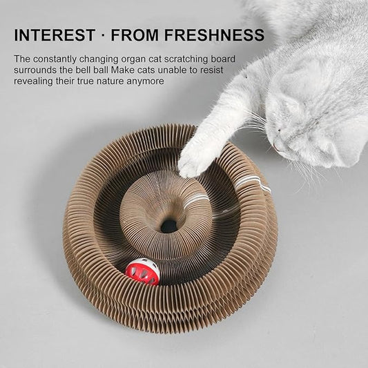 Kitty Curls Cat Scratcher,Magic Organ Cat Toy,Cat Scratcher for Grinding Claw Cardboard Cat Toys,Interactive Scratch Pad with Toy Ball