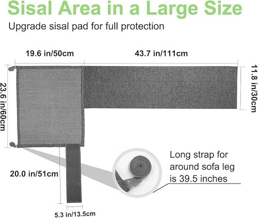 Cat Scratch Couch Protector,23.6L*19.6W inch Scratching Furniture Protector Pad,Cat Scratch Sofa Arm Sheild with Grey Natural Sisal for Protecting Couch Sofa Chair Furniture (Grey/Right Hand)