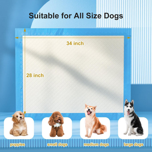 Gardner Pet Ultra Absorbent Thicker Dog Pee Pads Extra Large XL 28"x34" Leak-Proof Odor-Control Blue Puppy Training Pads Full Edge-Wrapping Pad for Dogs Dogs, Puppies, Doggie, Cats, Rabbits - 50 Ct