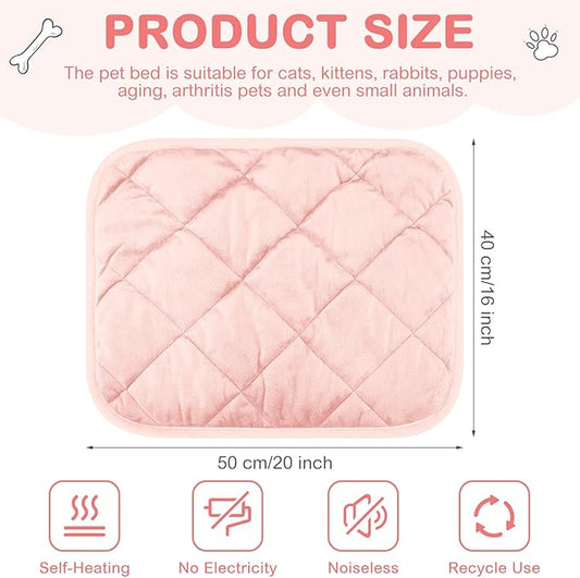 4 Pack Self Heating Cat Pad Self Warming Dog Mat Reflects Body Heat Extra Warm Thermal Pet Pad Washable Dog Cat Bed Crate Bed Mat Blanket (Pink,16 x 20 Inch)