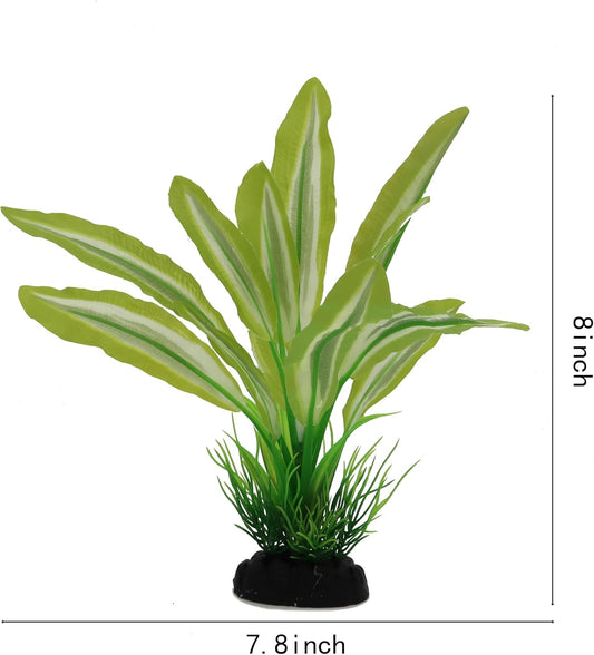 Silk Aquarium Plants for Betta Fish Tank, 2 Pcs 8 Inch Small Silk Aquarium Plant Aquatic Water Grass Decoration,Green-Yellow